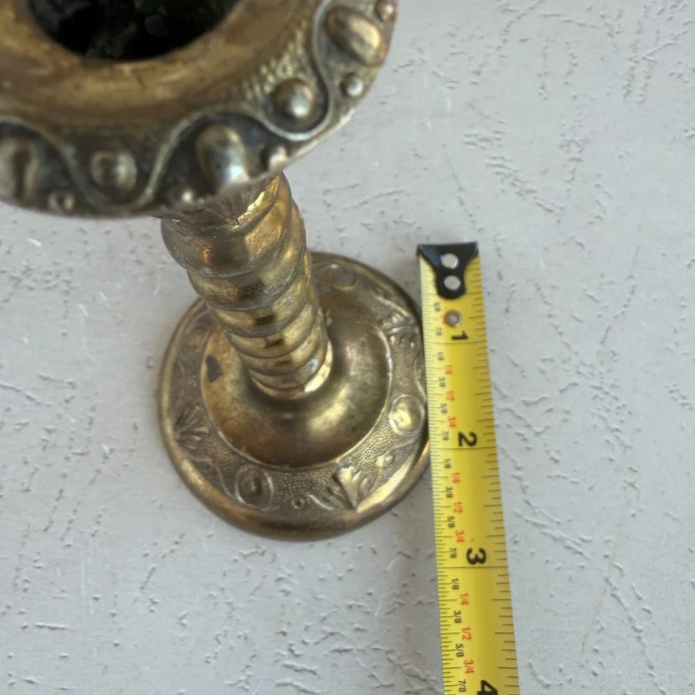 Vintage Made in England Brass Barley Twist Candlestick Holder Ornate Base 5.75in